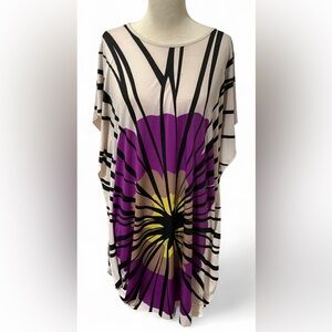 Try Me Over Love Me Forever Tunic Purple Sunburst Floral Pattern Women’s Size M